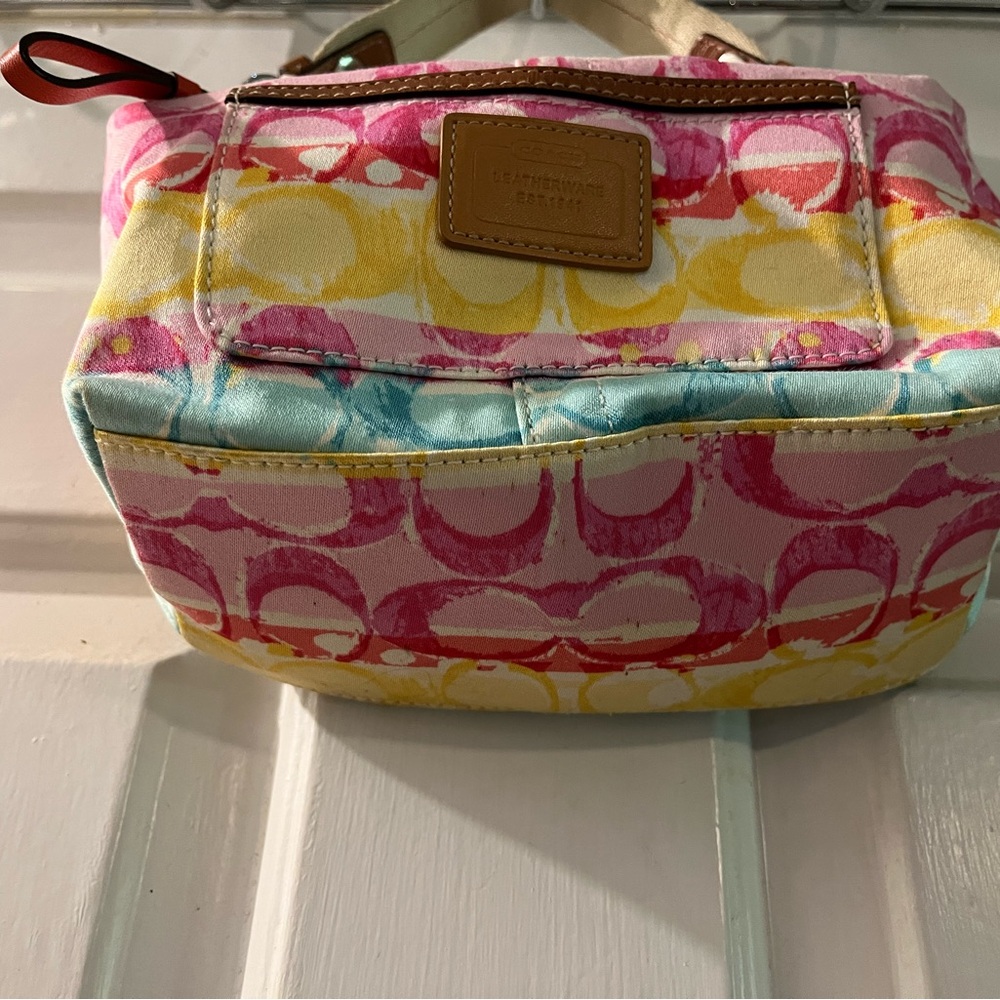 Coach Pink and Yellow Clutch Vibrant Design - Picture 2 of 9